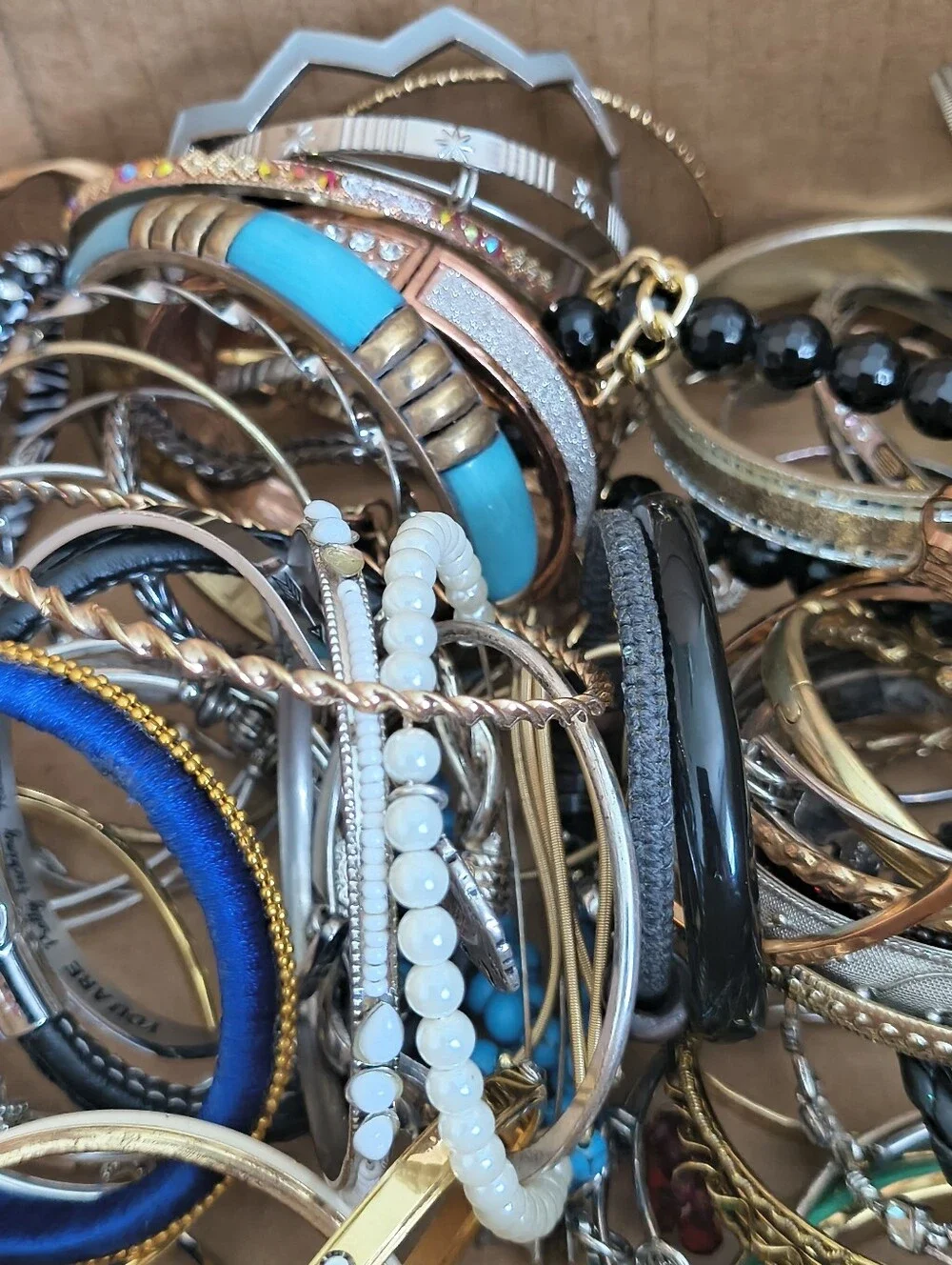 60 Bangle Bracelets For $30! Mixed Variety. All Wearable. Lot #3